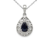 9/10 Carat (ctw) Blue Sapphire Drop Pendant Necklace in Sterling Silver with Chain